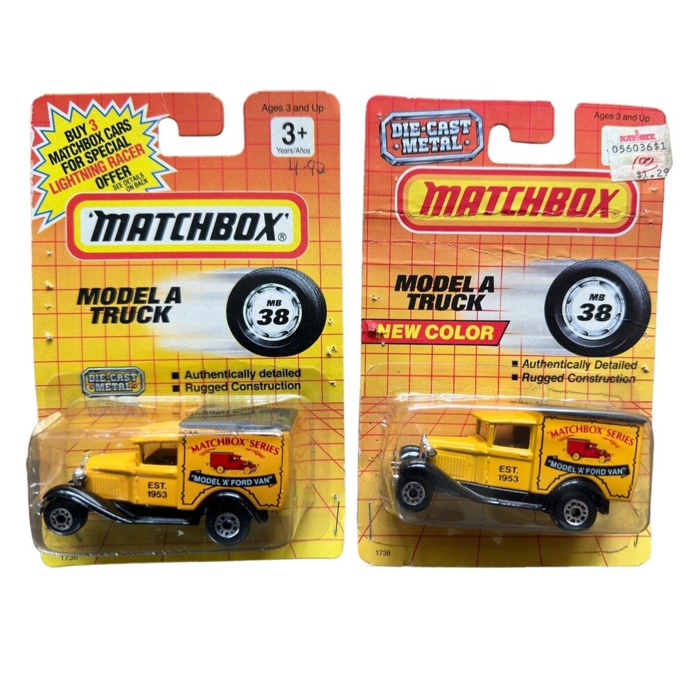 Matchbox 1990 Model A Truck MB-38 Yellow Diecast Lot 2 Sealed NOS 1:64 Vintage
